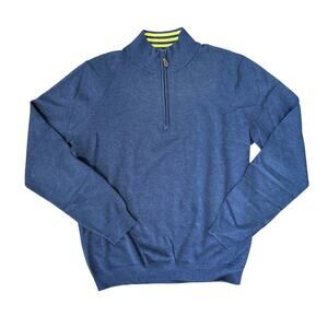 J. McLaughlin Men's 1/4 Zip Sweater Cotton Modal Casual Preppy Golf Blue Sz M